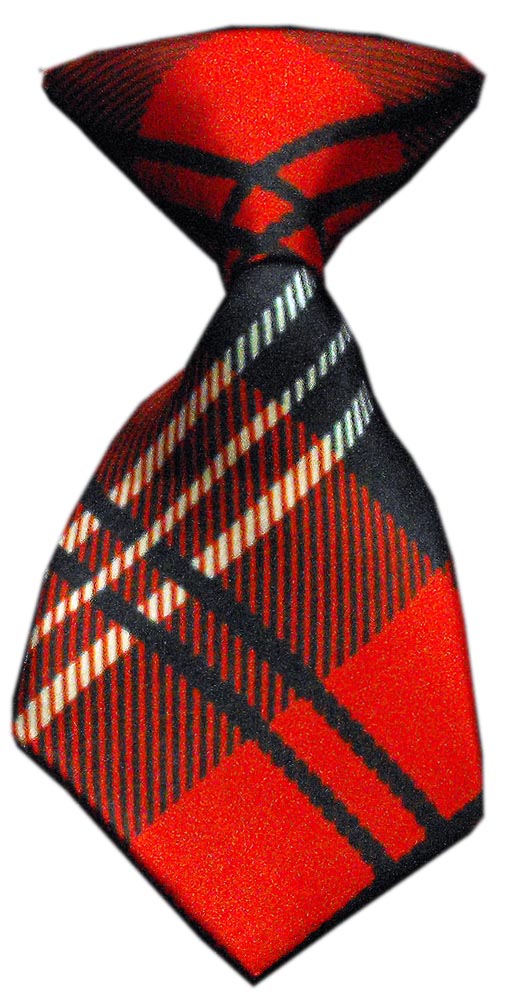 Dog Neck Tie Plaid Red